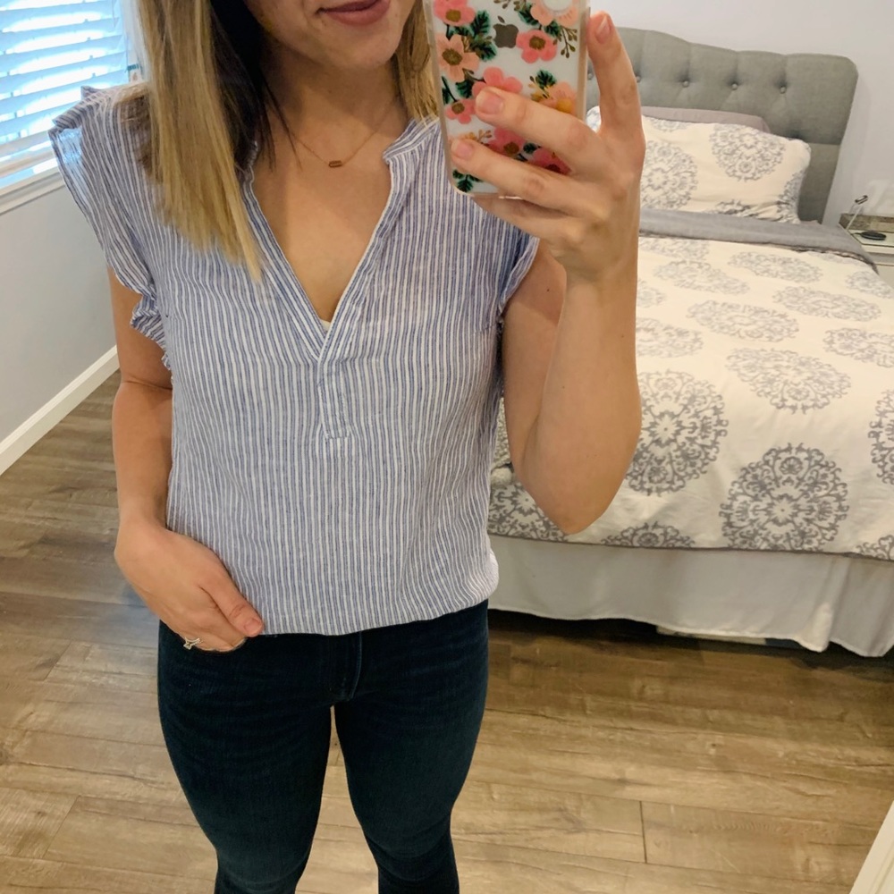 Old Navy size XS blue & white striped blouse